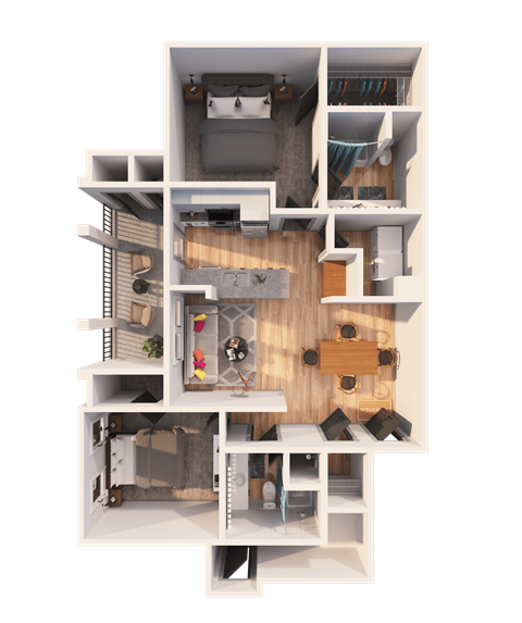 Floor plan for 2 beds, 2 baths, 1150 sqft